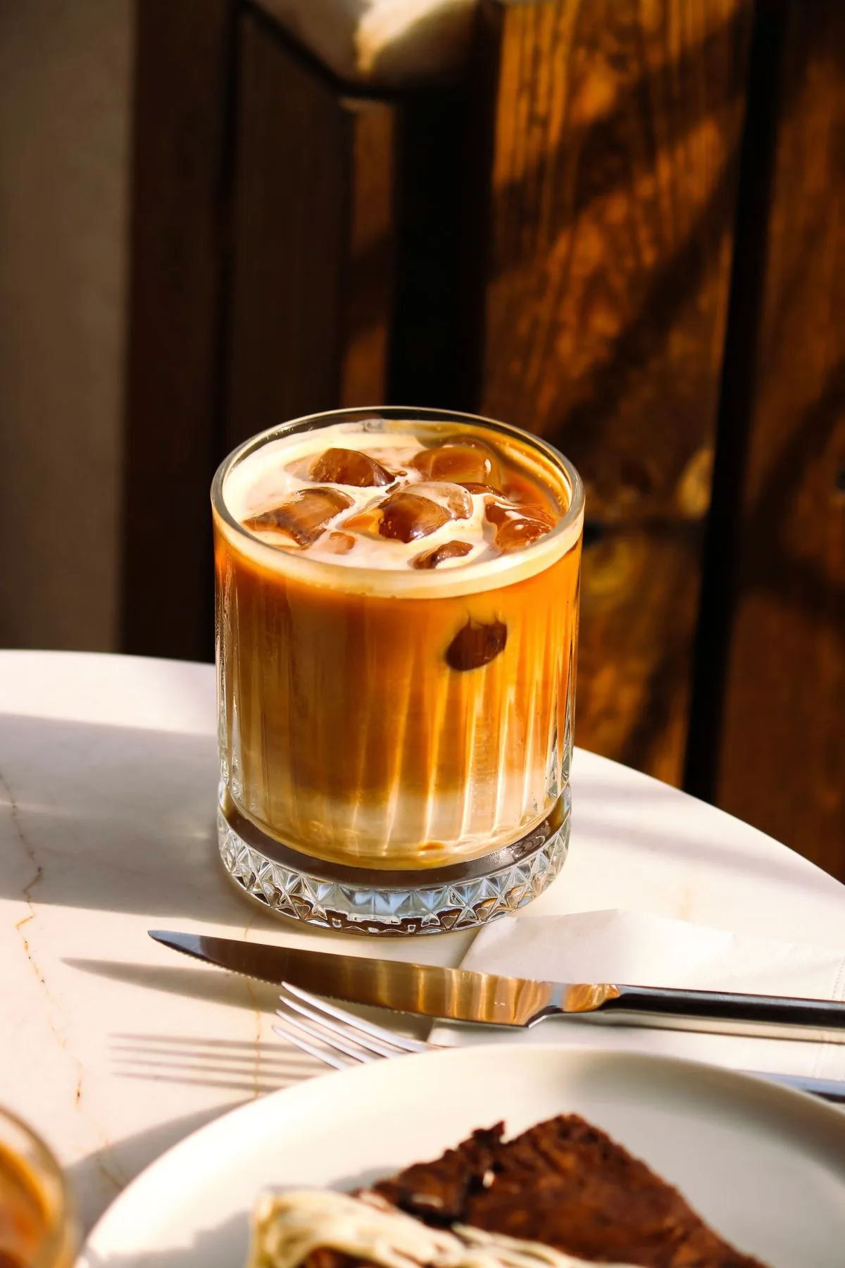 Iced latte in a glass